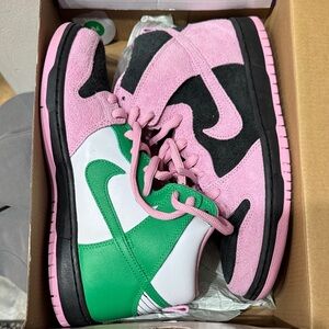 Pink and Green High-Top Sneakers